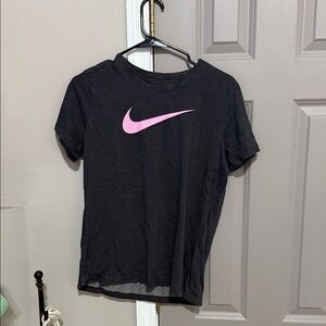 Nike Tee in Black with Pink Swoosh